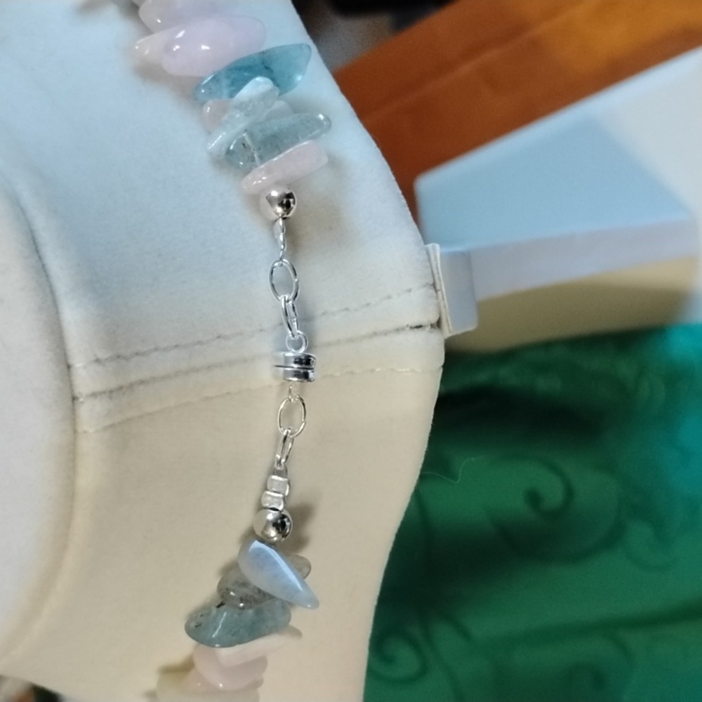 🩷Hand Crafted Beryl Multi-Color Pastel Stone Necklace(Morganite, Aquamarine🩷 - Picture 5 of 7